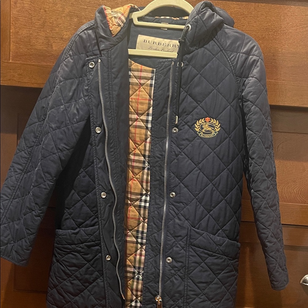 Burberry Dark Blue Quilted Jacket with Hood